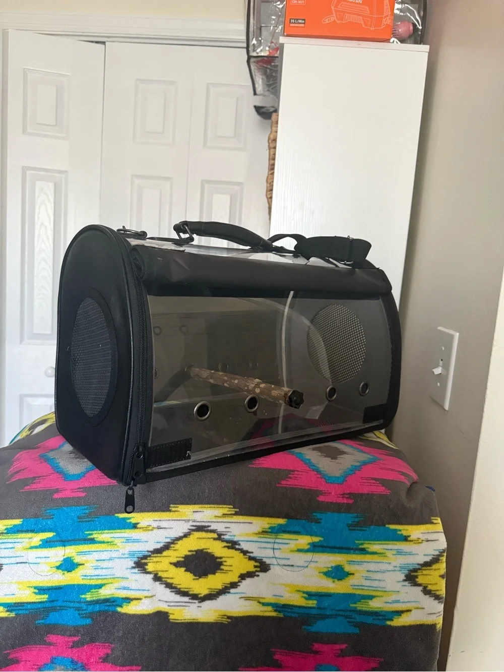 Clear-Sided Black Bird/Pet Carrier with Vent Panels - Picture 1 of 4